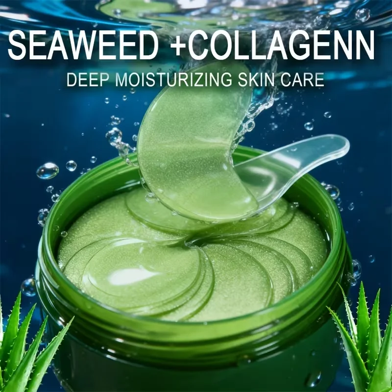80g Seaweed Moisturizing and Hydrating Green Eye Mask, Eye Patches, Eye Mask, Hydrating and Smoothing for Delicate Eyelids and Eye Area, Eye Care, Eye Patches, Increasing Elasticity Around the Eyes, Day and Night Skincare
