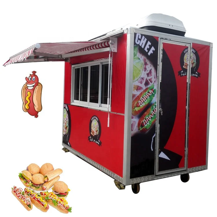 Mobile Food Truck Food Trailer Concession Trailer with Built-In Freezer for Ice Cream Bars and Frozen Popsicles