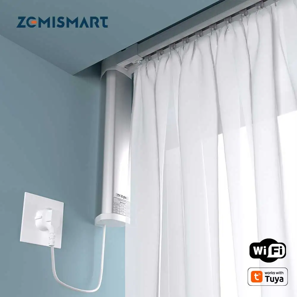 Zemismart WiFi-Vorhangmotor Tuya Smart Life Maßgeschneiderte elektrische Vorhänge mit RF-Fernbedienung Alexa Echo Yandex Alice Voice