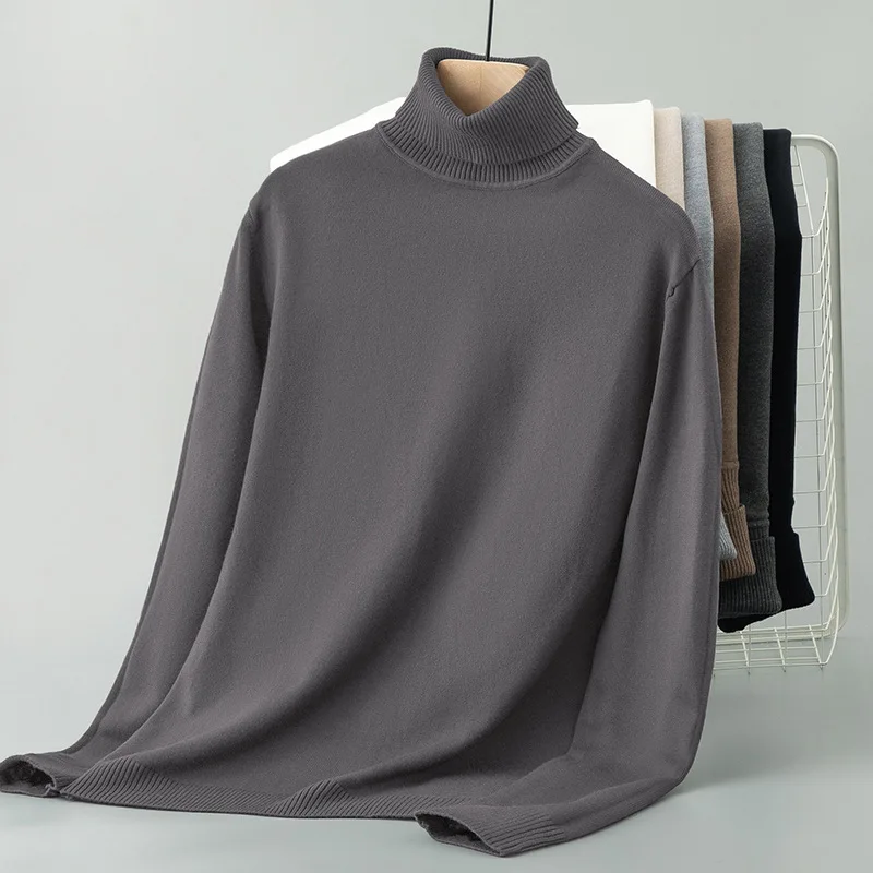 

Men's High Collar Knitwear Slim Fit Base Layer irt Trendy Winter Warm Casual Sle Long Sve Breathable Color
