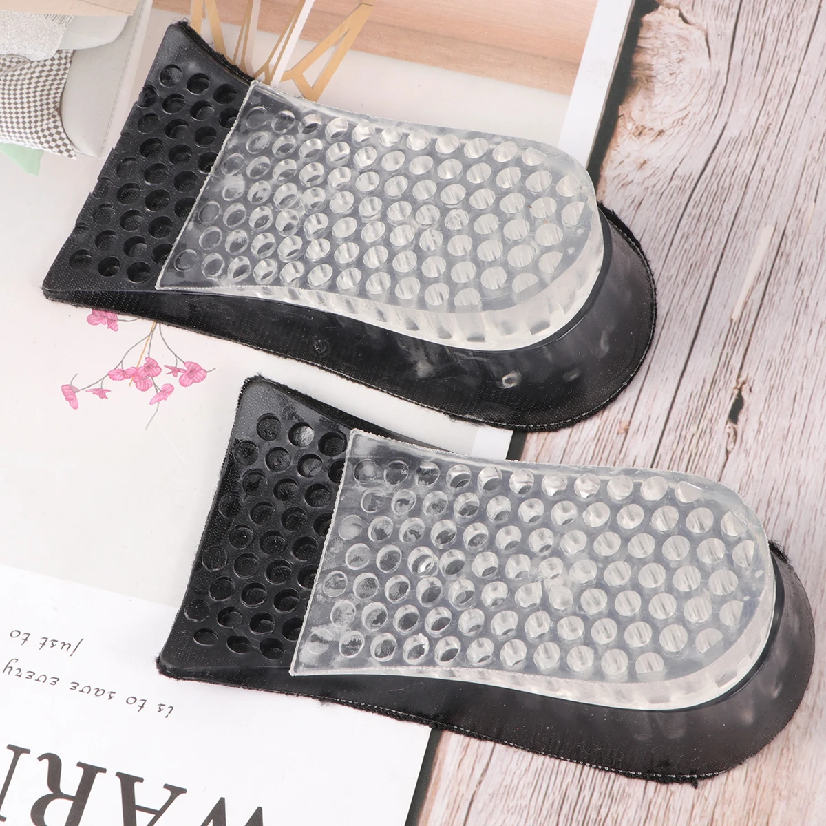 

1 Pair Silicone Shoe Lifts Height Increase Insole For Men Women Black Surface Invisible Insole Foot Care Tool Shoe Lifts