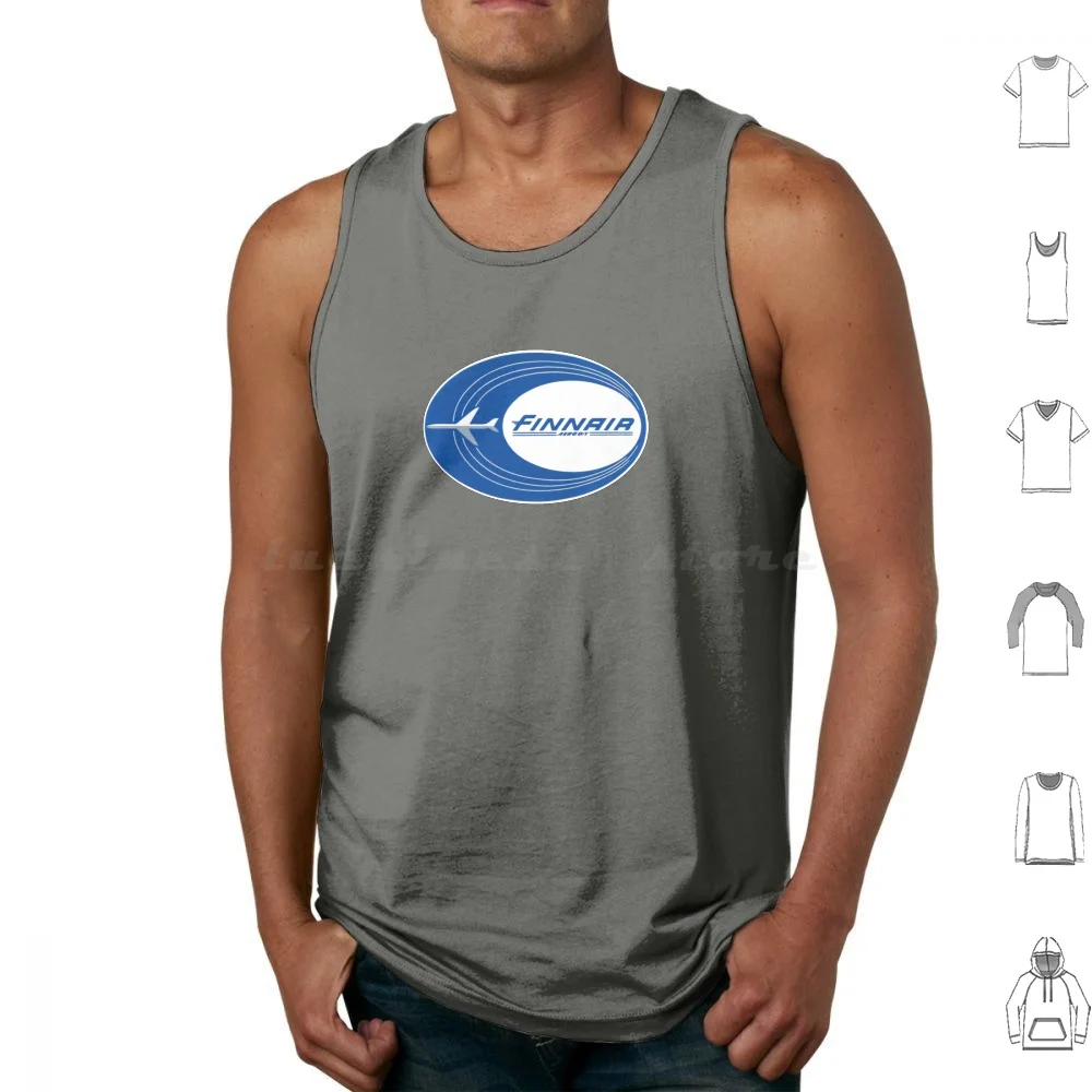 Finnair Tank Tops Print Cotton Usa America Americana Flying Flight Vintage Travel Bloxworth Transportation