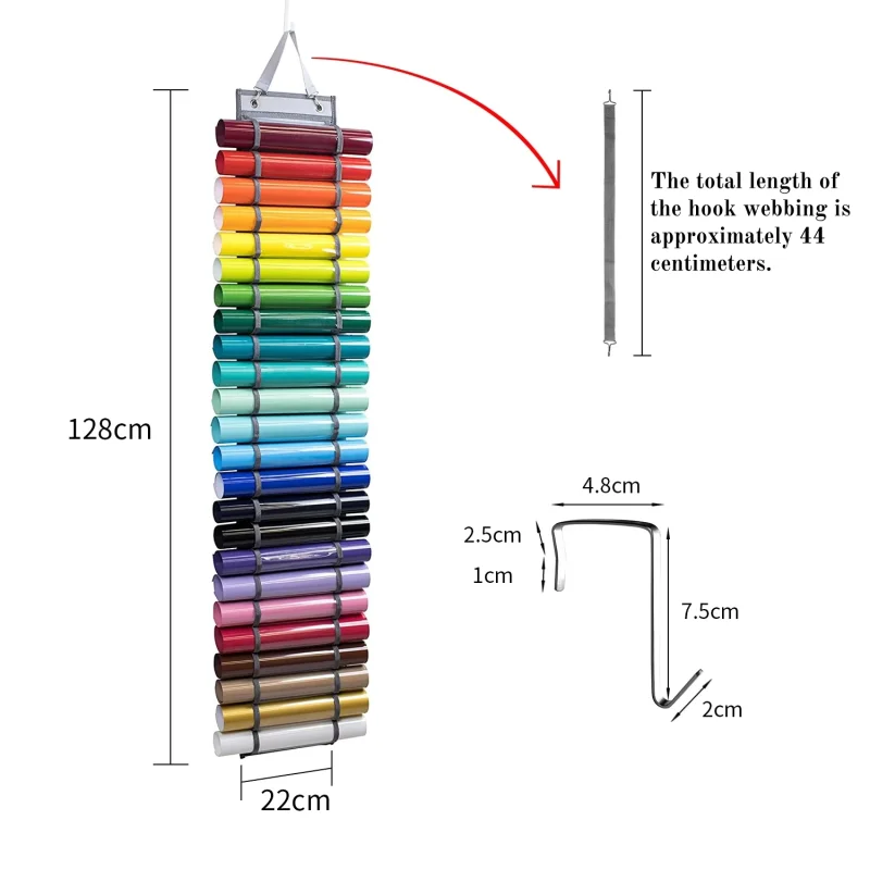 24 Compartments Hanging Storage Pouch for Heat Transfer Vinyl Rolls, PVC Wall Hanging Organizer Bag, Multi-Grid Holder for Engra