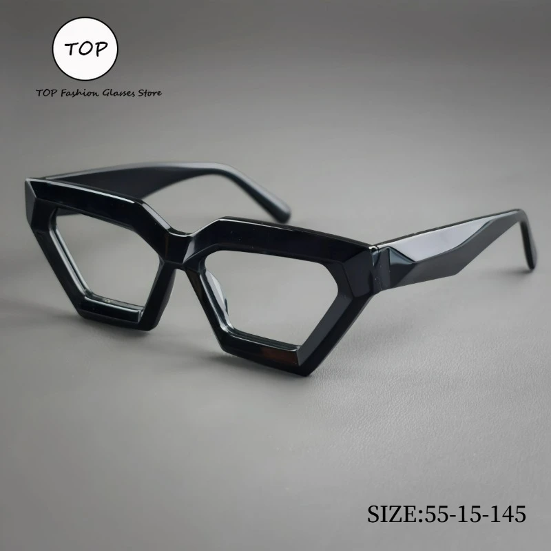 

2026 New Polygon Cat Eye Sunglasses Women Vintage Acetate Black Irregular Frame Sun Glasses Men Fashion Trendy Shades Eyewear