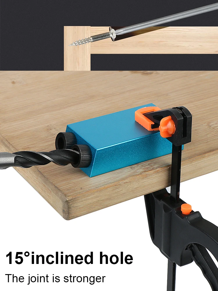 7/14/15Pcs 15 Degrees Pocket Hole Jig Kit Woodworking Hole Drilling Guide Locator Hole Puncher With Drill Bit Set