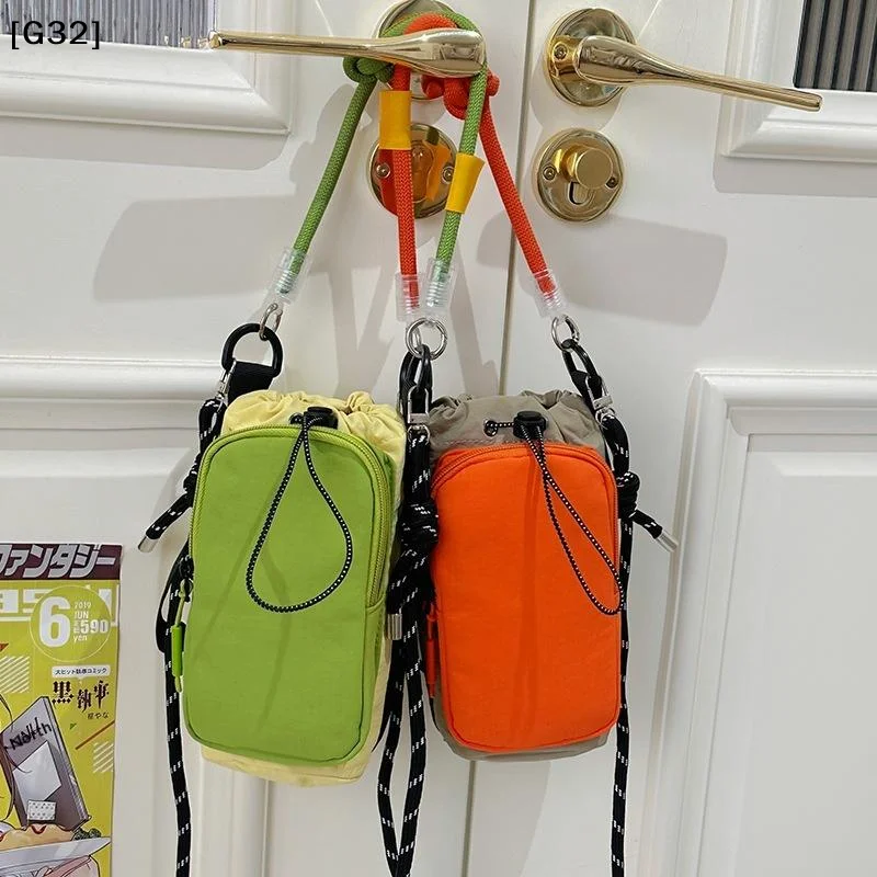 Drawstring  Crossbody Bag Color Block Sports Nylon Drawstring Crossbody Bag For Sports And Travel Outdoor Small Phone Bag[G32]