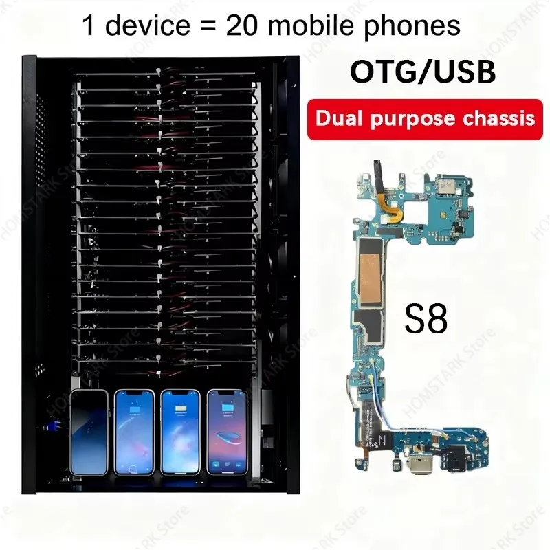 Mobile Mainboard Test Box, OTG Ethernet, Compatible with S8 S8+ S10 S20 Chassis for Mobile Mainboard Development Testing