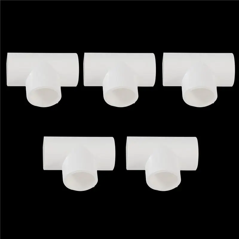 20Mm PVC Tee 3 Way Water Pipe Tube Adapter Connectors White 50 Pcs