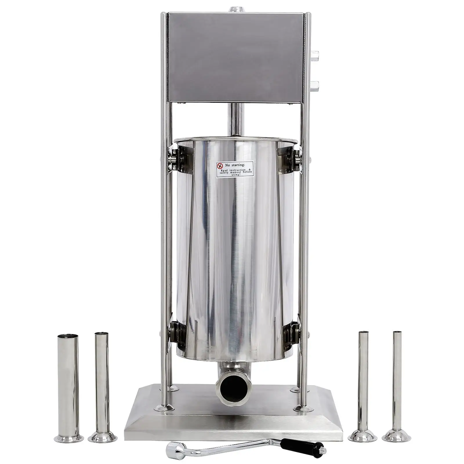 Stainless Steel Dual Sausage Stuffer 32LB/15L - Vertical Meat Filler with 4 Tubes for Commercial Use