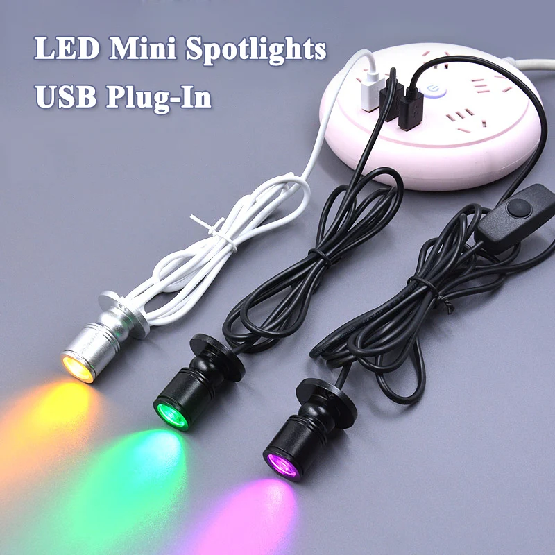 Mini USB Powered LED Cabinet Spotlight DC 5V 3W Jewelry Shelf Lamp Counter Closet Showcase Display Ceiling Lights With Switch
