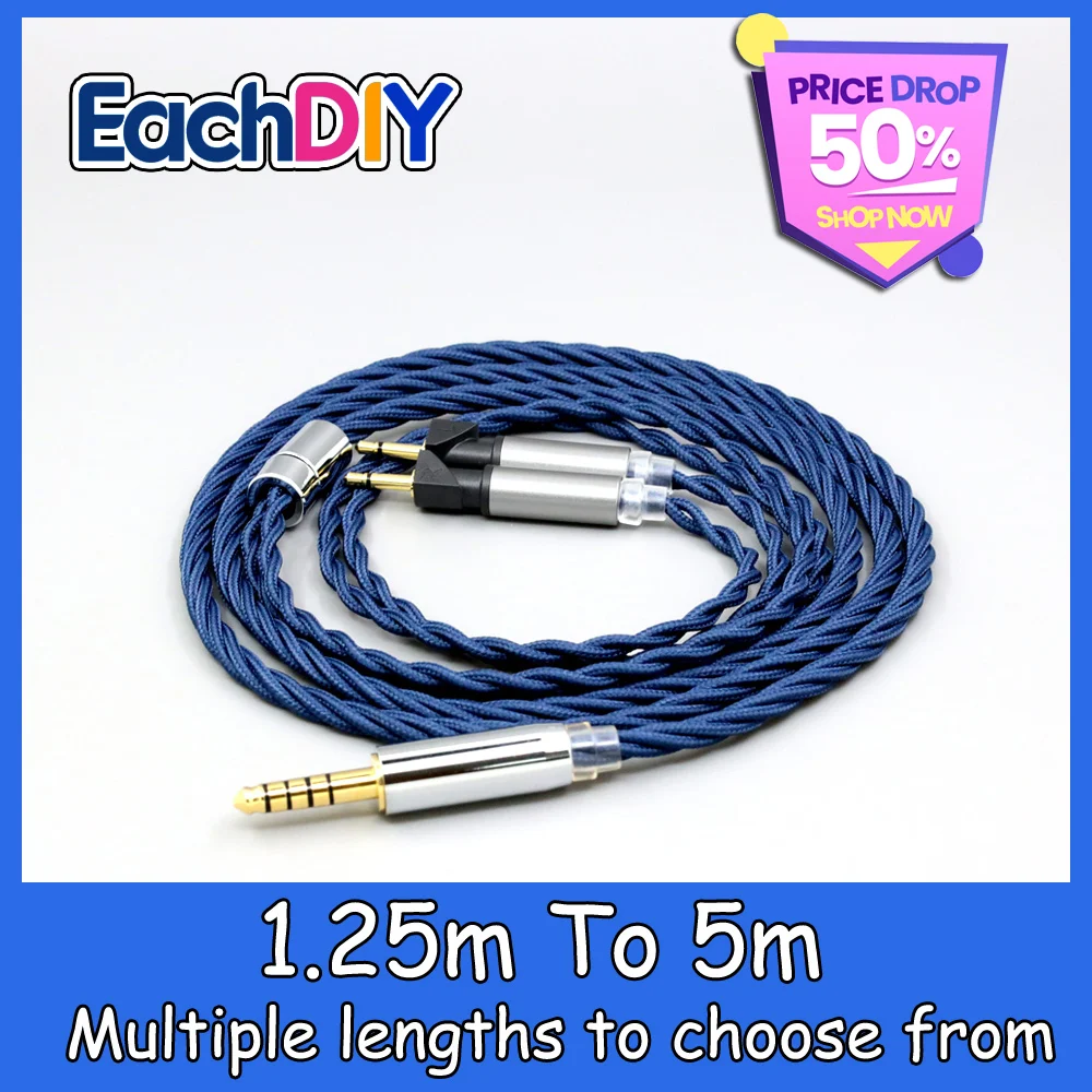 

99% Pure Silver OCC Graphene Alloy Full Sleeved Earphone Cable For Abyss Diana v2 phi TC X1226lite 1:1 headphone pin LN008597