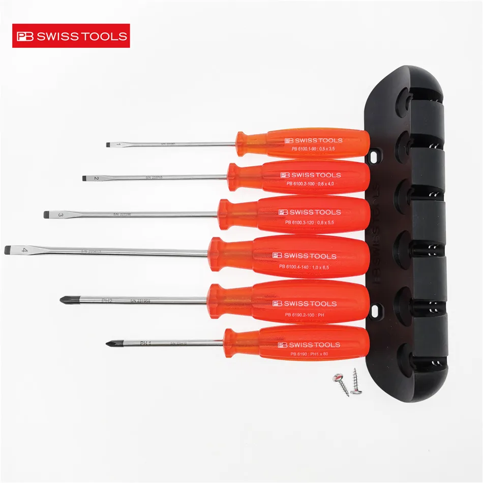 PB SWISS TOOLS Screwdriver set with wall bracket PB 6244