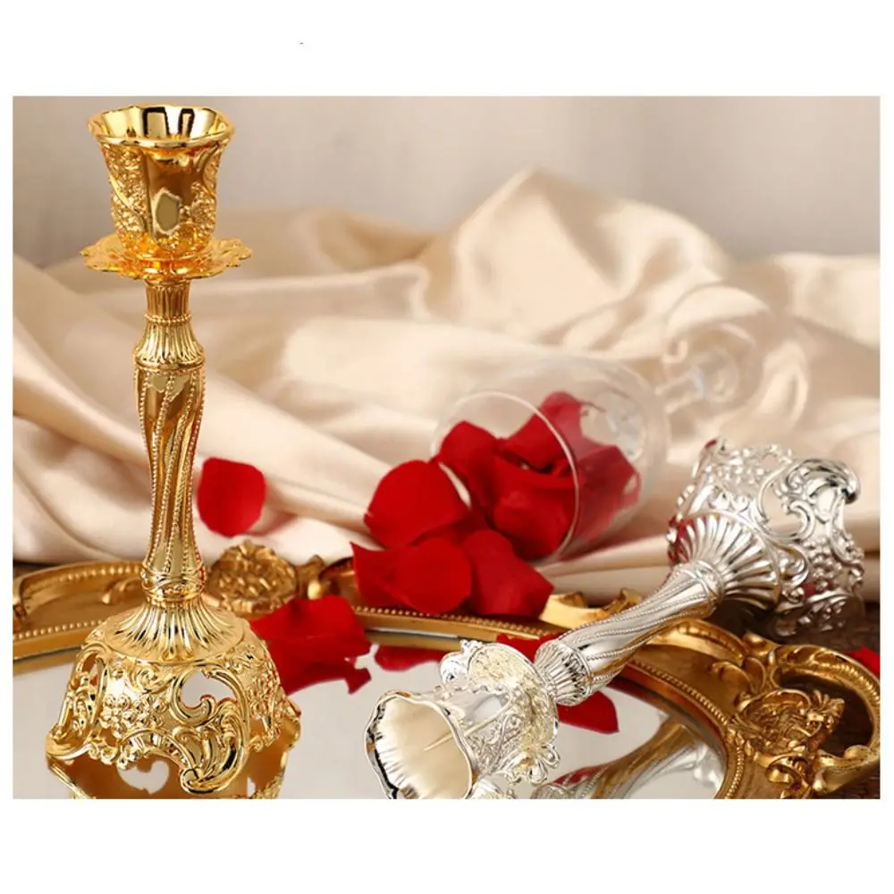 

Декоративный ретро-подсвечник в европейском стиле, романтический свадебный подсвечник, одинарный металлический держатель для свечи, для вечеринок