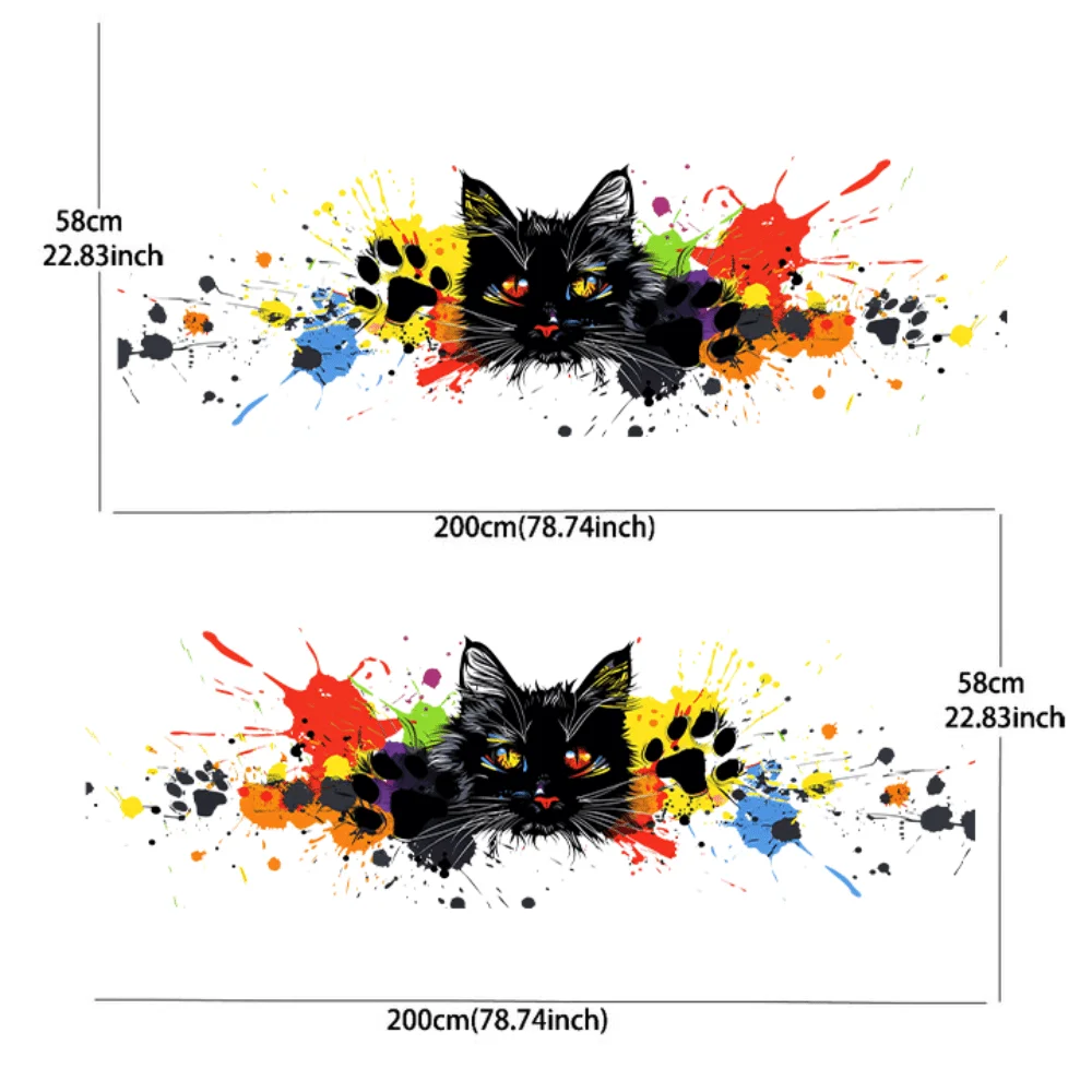 2PCS Colored splash black cat paw print car sticker full body floral decoration covering scratches protective car sticker waterp