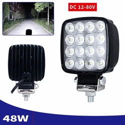 2 pz 12V - 80V 48W LED carrello elevatore faro caricatore luce anteriore escavatore luce di lavoro accessori parti in lega di alluminio