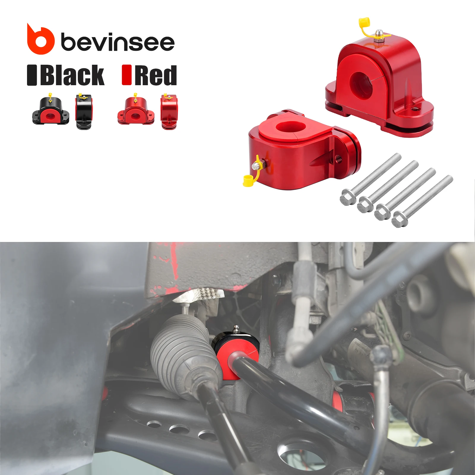 BEVINSEE Aluminum Front Anti Roll Bar Mount with 24mm 80A Polyurethane Bushing for Audi A3 TT, for VW for Golf MK7/7.5 MK8/8.5
