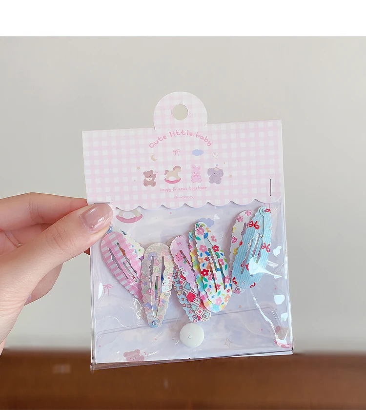 10 Stück/Set Bedruckte Haarspangen für Mädchen, Haarschonende Geometrische Haarklammern mit Frucht- und Blumenmuster, Haaraccessoires für Kinder und Kleinkinder – Detail 5