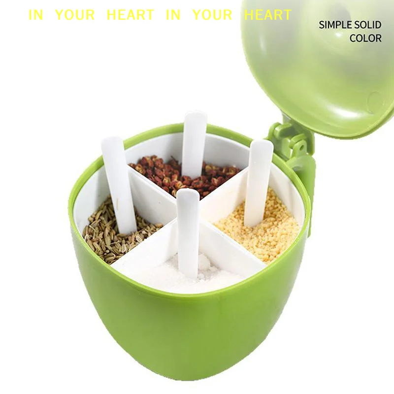 【X】4 Section Plastic Seasoning Organizer Jar Storage Container for Outdoor Cooking Camping Essentials