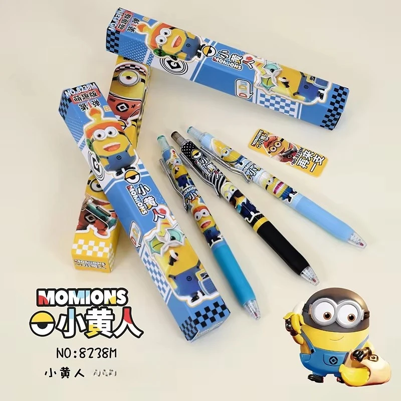 6/24pcs Despicable Me 4 Minions Gel Pen Cartoon Cute Signature Pens Individually Packaged Press Pen Student Stationery Wholesale