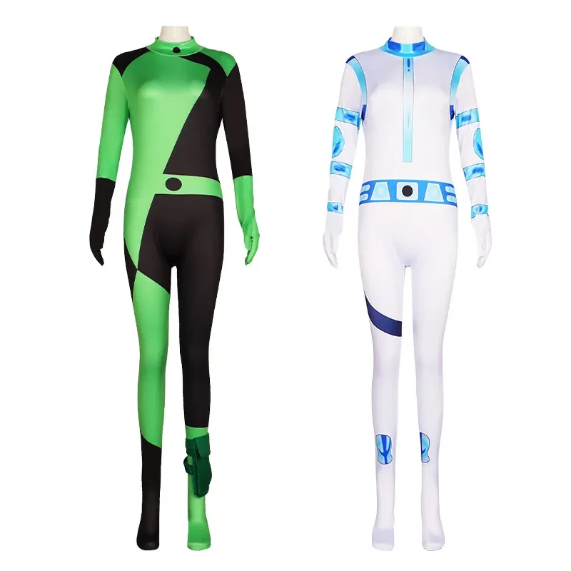 2025 NewKim Possible Cosplay Costume Shego Bodysuit Zipper Jumpsuit Adult Children Halloween Carnival Party Outfits AA