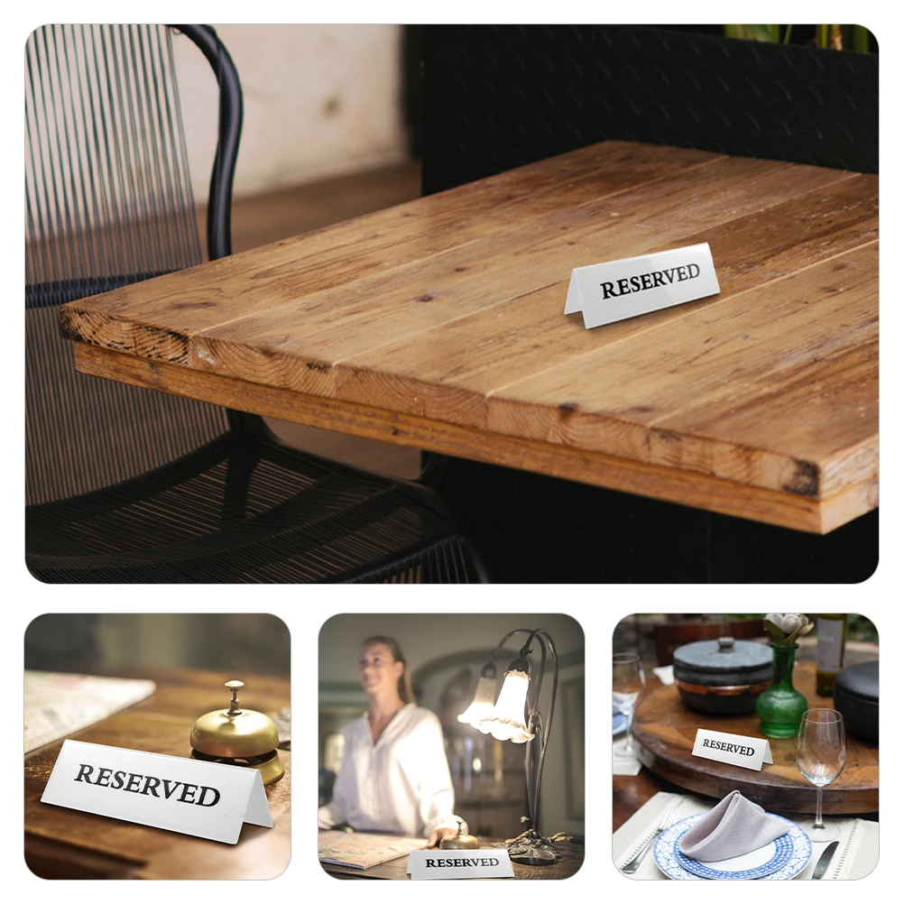 

2Pcs Acrylic Table Card Signs 20x7cm Black Background White Words Reusable Restaurant Hotel Banquet Seating Arrangement Sign