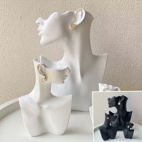 1pc Resin Side Face Mannequin Jewelry Display Stand Head Bust Portrait Necklace BraceletS Earrings Jewellery Storage Rack Holder
