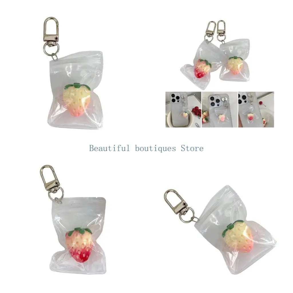 

U4LF Clear Bag Strawberry Phone Charm With Gradients Designs Accessory for Fashionable Consumers Daily Use Casual Wear