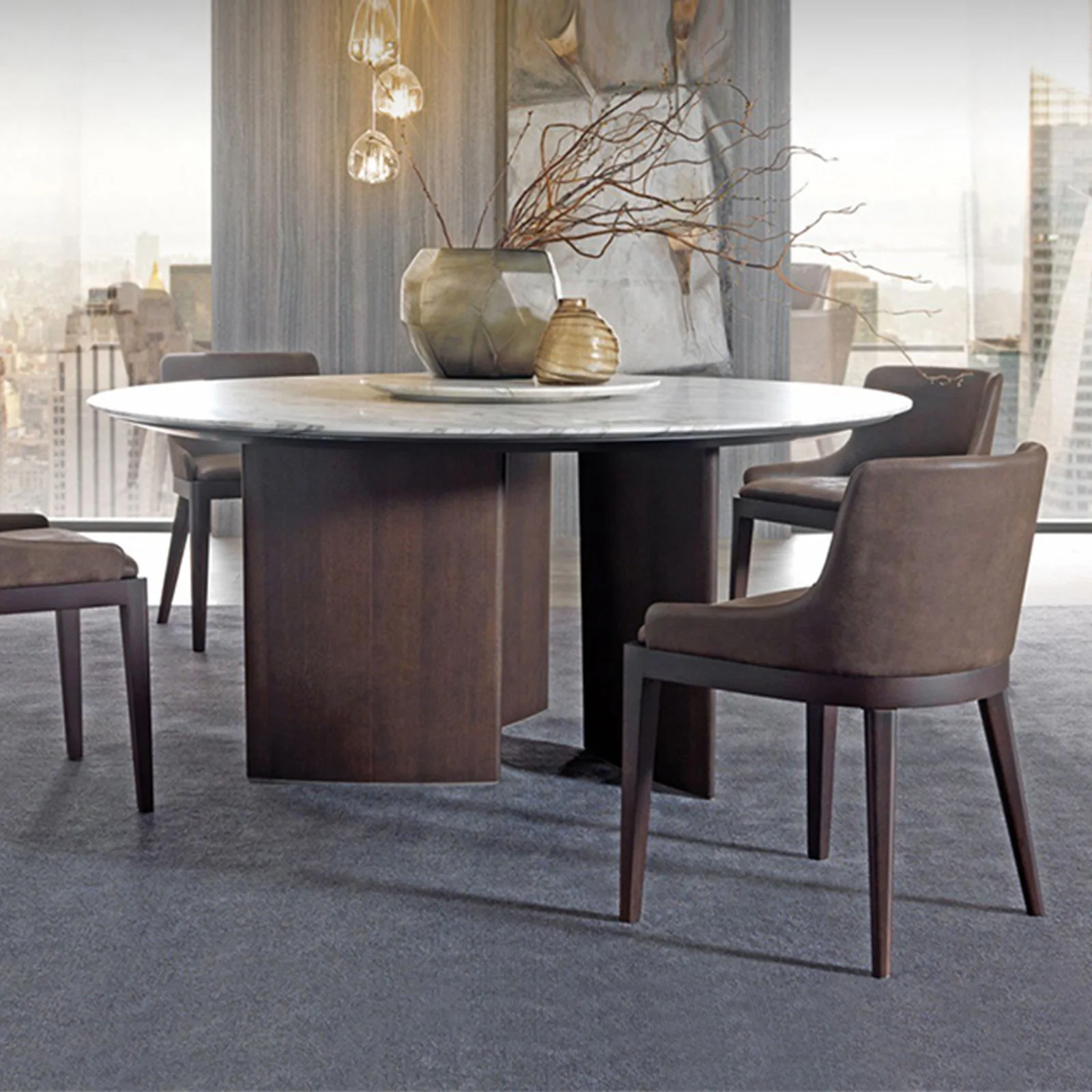 ⅹ-  Marble Round Dinning Table Set Meja Makan Modern Dinner Table Set Dining Room&