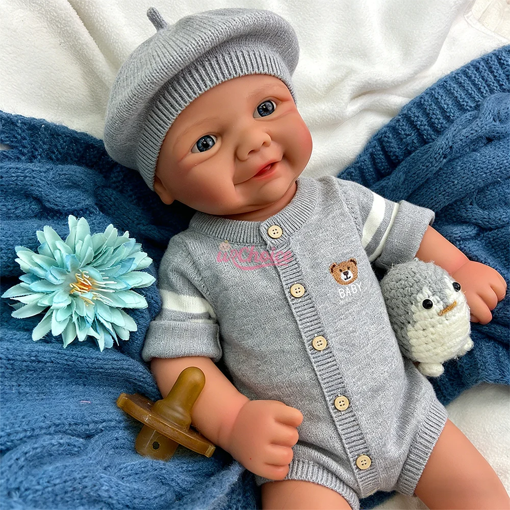 Custom 17 Inch Full Body Silicone Reborn Doll Hand Painted Blue Eyes Reborn Doll Weighted Rebirth Doll Newborn For Her Gift