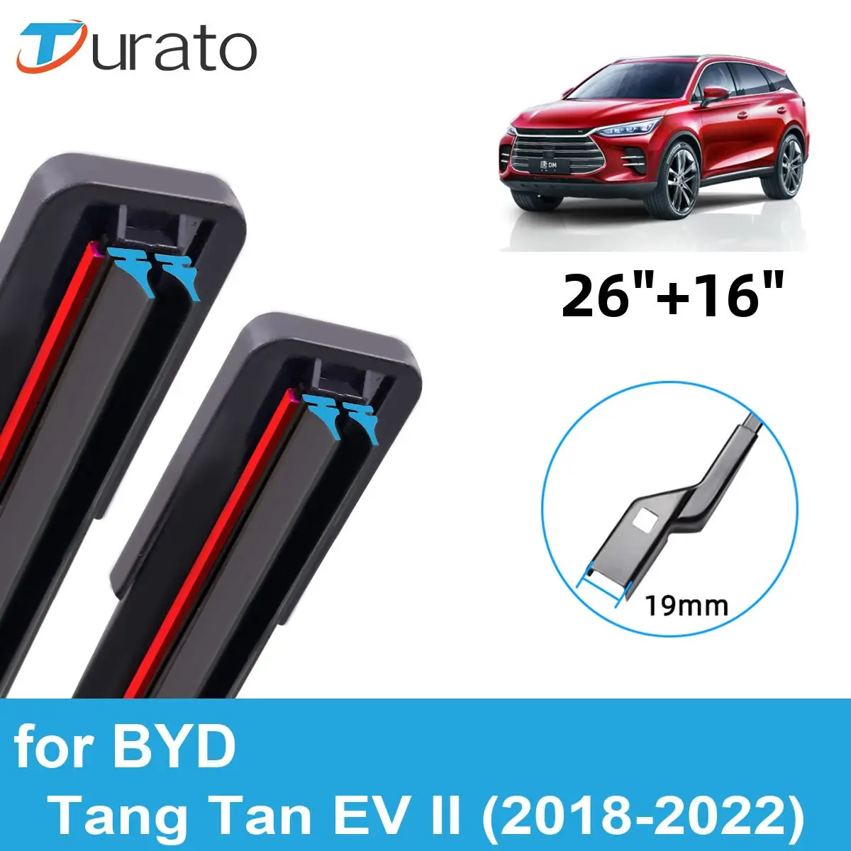 

2PCS Car Wiper Blades for 2018-2022 BYD Tang Tan EV II Front Windscreen Windshield Double Rubber Car Accessories 2020 2021 2022