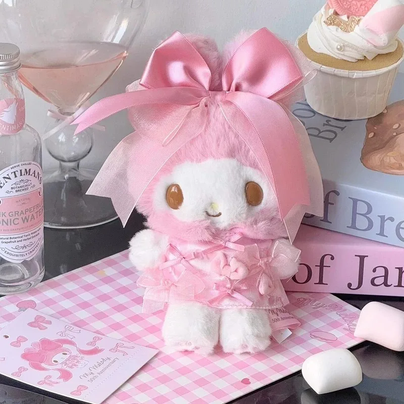 

Kawaii мультфильм моя мелодия плюшевая кукла 50th Anniversary Bowknot Melody плюшевый брелок для сумки аксессуар игрушки Коллекционный подарок на день рождения
