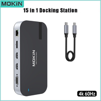 MOKiN 15 in 1 Docking Station USB C Hub 4K 2 HDMI Display Port VGA RJ45 USB C Docking Station for Windows Thinkpad PC Accesorios