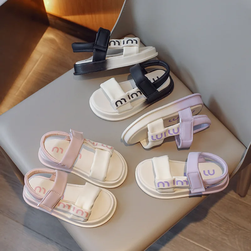 Girls Candy Color Summer Sandals Little Princess Fashion Open Toe Beach Sandals Baby Soft Thick Sole Shoes