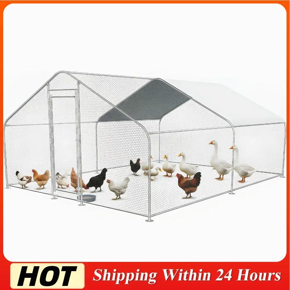 

Большой курятник 9.84x13.12x6.56 футов с навесом, в форме шпильки, для использования на улице и в саду/на ферме