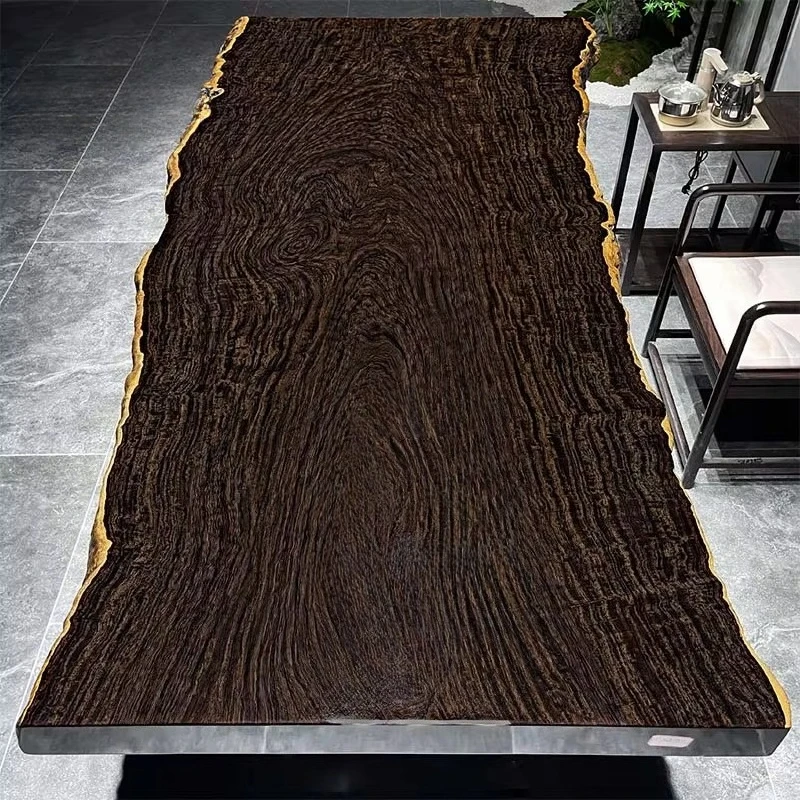 Single Natural Live Edge Slab for Opulent Dining & Executive Furniture Luxury Solid Ebony Wood Slab Table