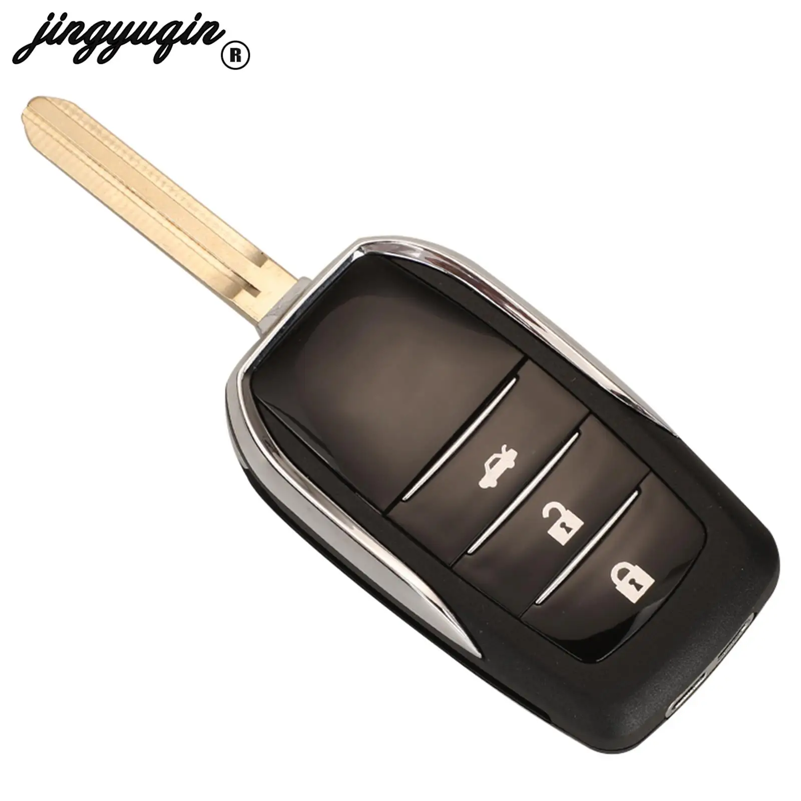 jingyuqin Modified Flip Remote Car Key Shell Case For Toyota CAMRY Corolla YARIS Vios Prado FOB 2/3/4 Buttons With TOY43 Blade