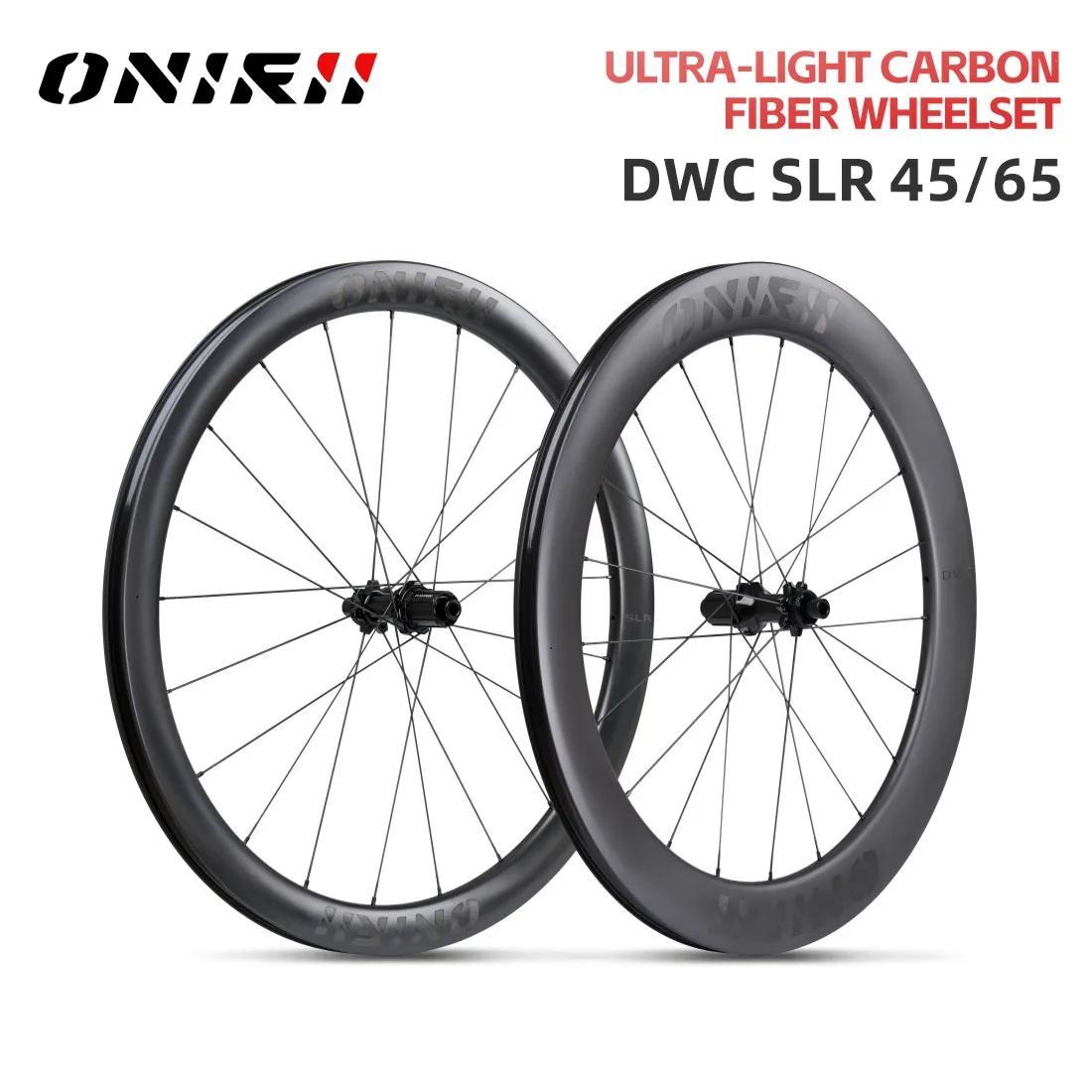 ONIRII DWC SLR Road Carbon Wheels 45-65mm High Rim Steel Spoke 24 Hole Ultra Light Wheelset With Hooked Edge HG for Road Bicycle