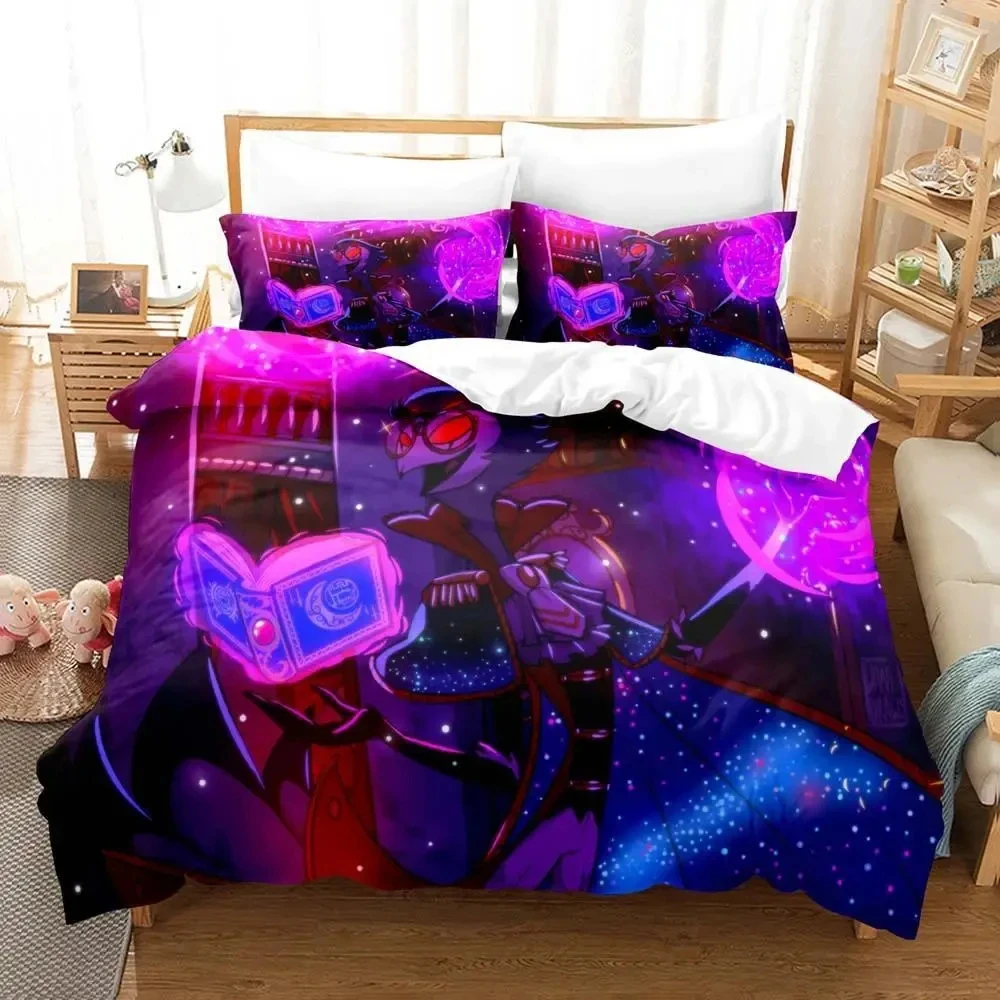 3D Print Anime Stolas Helluva Hazbin Hotels Boss Bedding Set Boys Girls Twin Queen Size Duvet Cover Pillowcase Bed Boys Adult