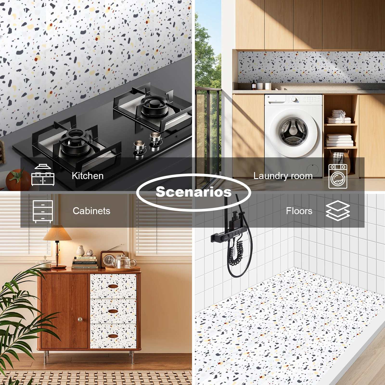 11,8 pol. x 11,8 pol. Azulejos de piso de PVC de grão de madeira para quartos, autoadesivos (pacote com 10) para os EUA