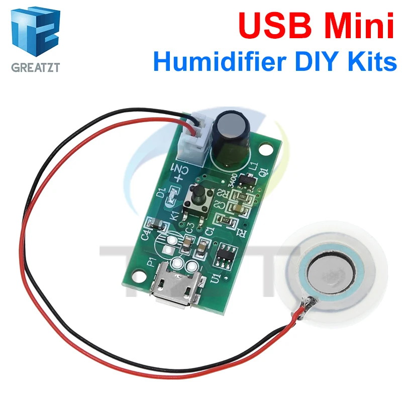 GREATZT USB Mini Humidifier DIY Kits Mist Maker and Driver Circuit Board Fogger Atomization Film Atomizer Sheet image 5