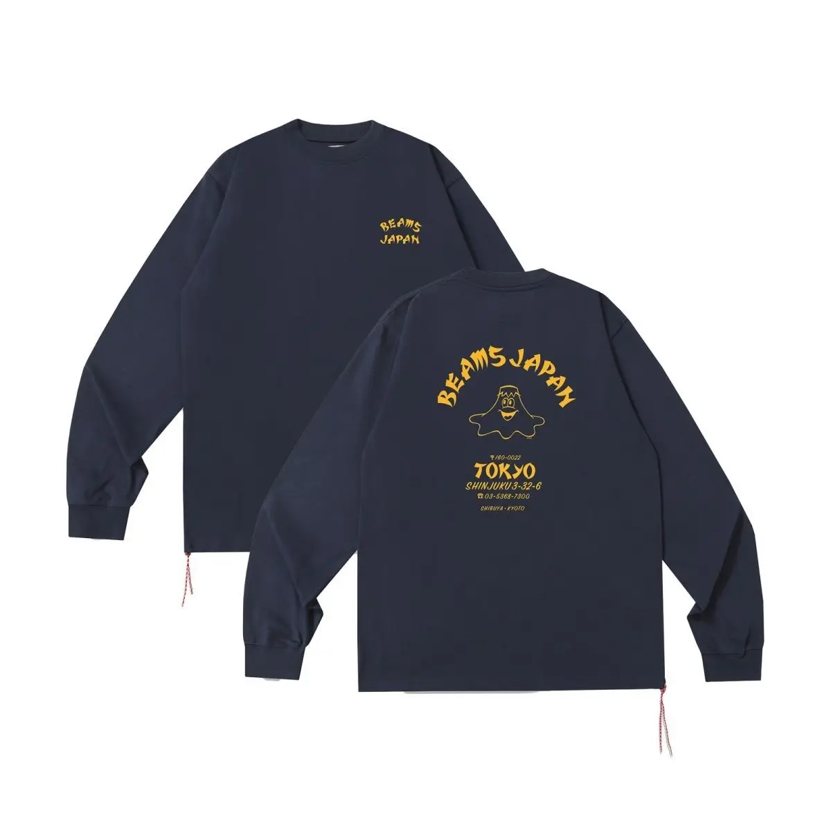 تي شيرت قطني بأكمام طويلة من Beams City Boy مصنوع من القطن الخالص ثقيل الوزن أنيق