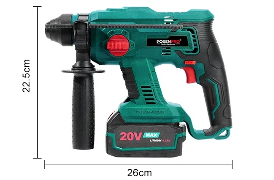 

POSENPRO Brushless Rotary Hammer Electric Drill 20V Cordless 1.7J SDS PLUS Drilling Steel Concrete Wood