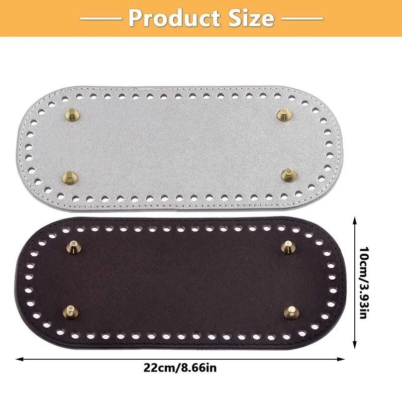 4-Pack Faux Leather Crochet Bag Bottom Inserts – 22 x 10 cm Rectangular Bases for DIY Handmade Bags and Purse Making