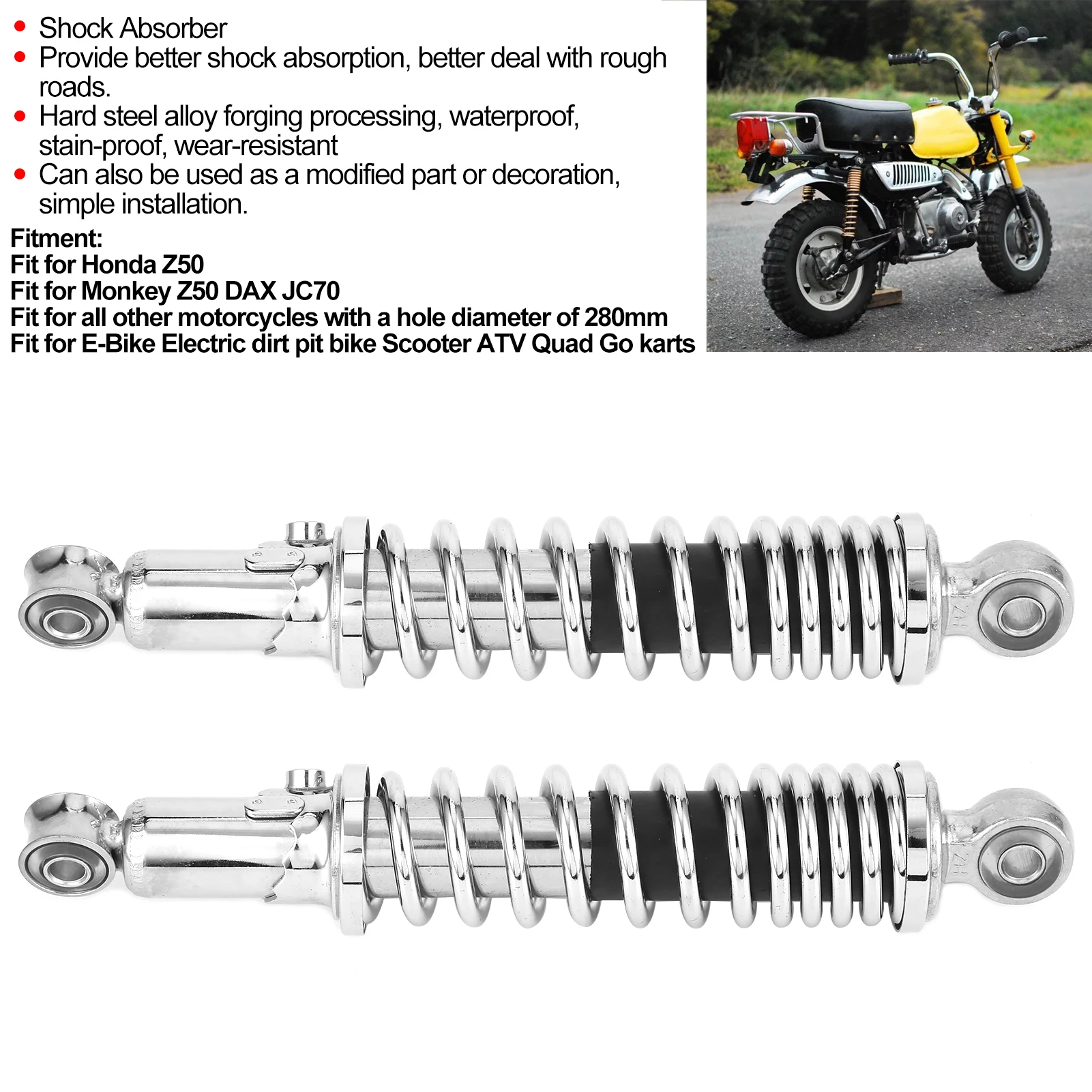 

1 Pair Rear Shock Absorber Suspension Replacement Motorcycle Accessory Fit for Z50 Suspension Damper Rear Shock Absorber