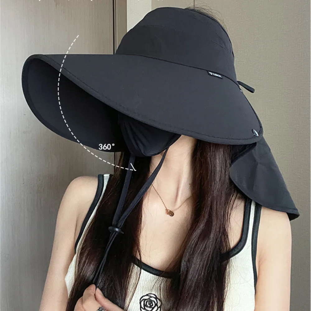 Protect Neck Summer Hats Fashion Anti-uv Shawl Sunscreen Ponytail Cap Wide Brim Agricultural Work Hat Outdoor