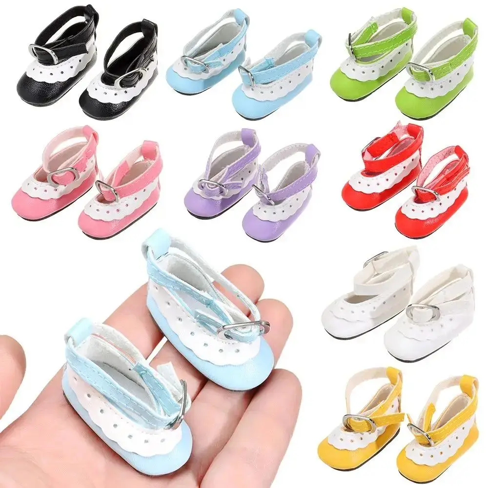 Handmade 5cm Doll Shoes 1/6 Scale Lace Decorate Doll Casual Shoes Mini Cute Shoes Doll Leather Shoes Dolls Accessories