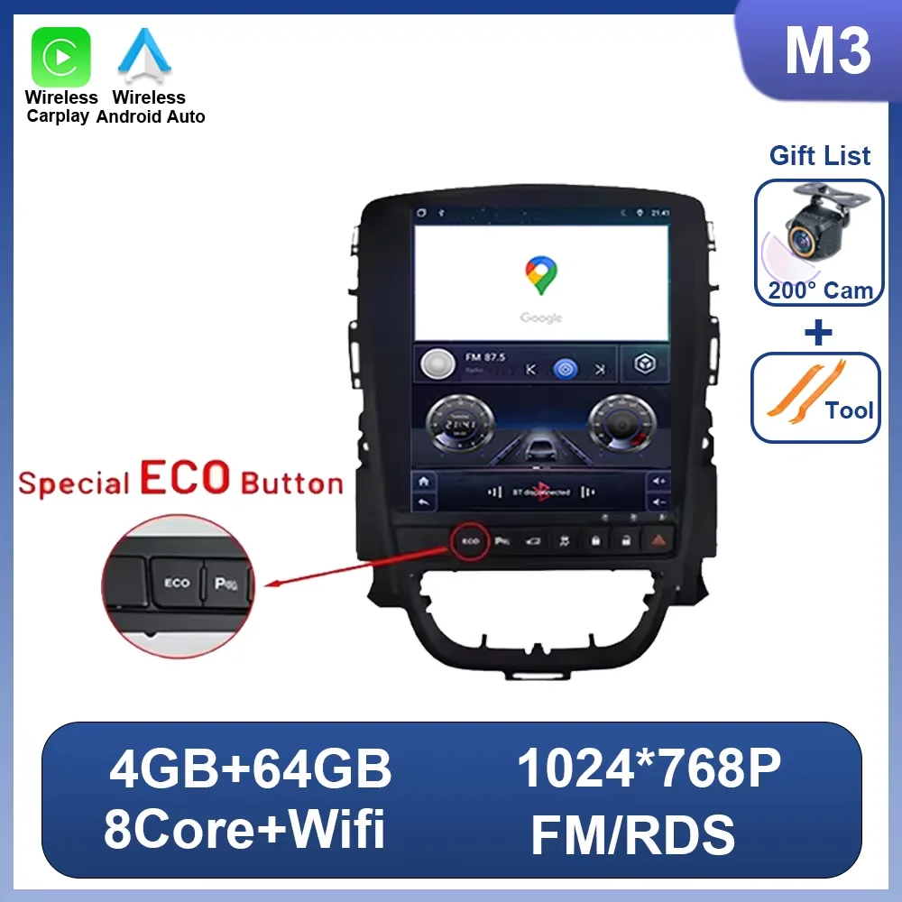 Autoradio Android 16 voor Opel Astra J Vauxhall Holden Cascada 2009-2018 Multimedia Scherm GPS Navigatie Auto Carplay ECO