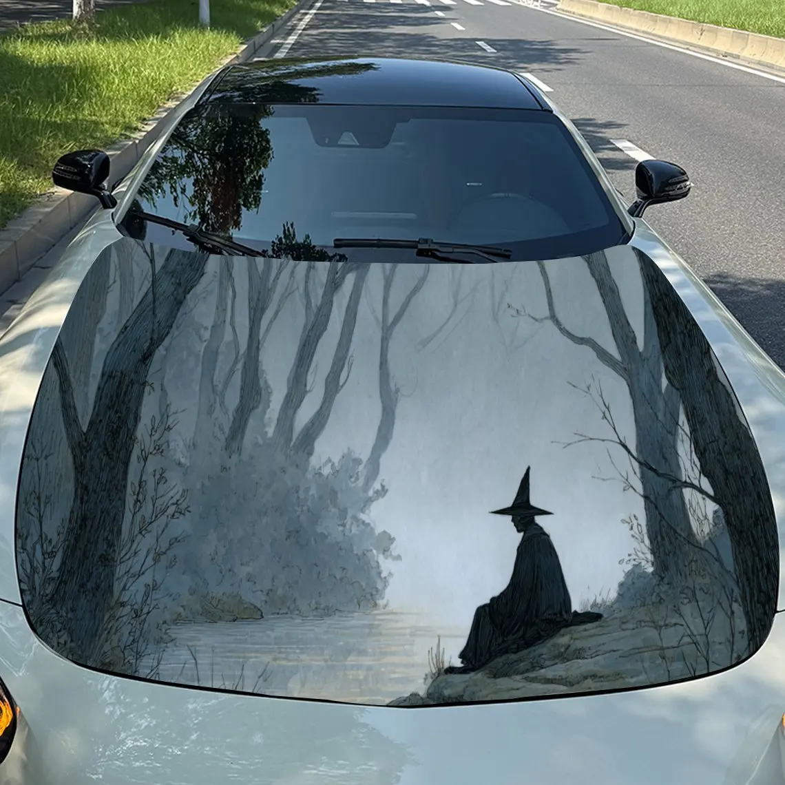 

Enigmatic Silhouette Car Hood Stickers - Self-Adhesive, Waterproof and Durable Vinyl Wrap, Decorate And Protect Your Car, Fit Fo