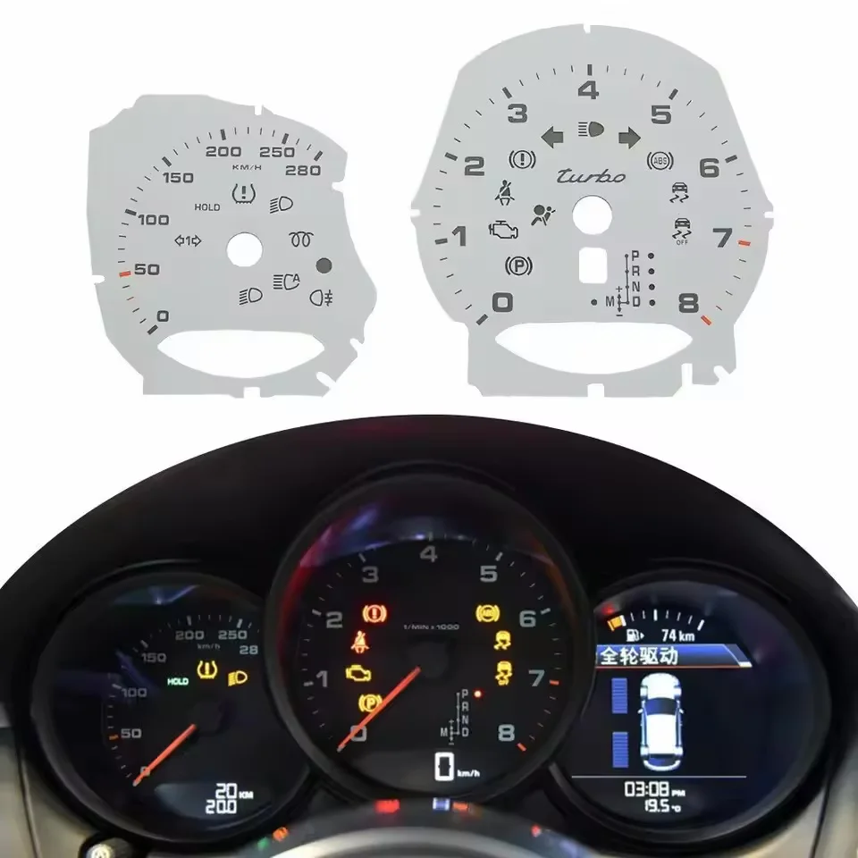 Instrument cluster Turbo Gauge Face For Porsche 981 982 (718) Boxster / Cayman / Macan 280KM/H  300KM/H White Red Yellow