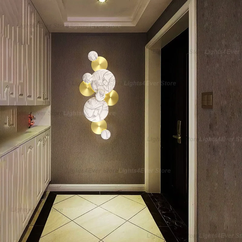 Retro Modern Marbling and Gold 0813 Decorative Wall Lamp Elegant Home Application LED Dimmable For Villa Dining Room Living Room